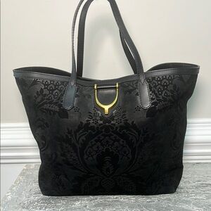 Gucci Black Brocade Pattern Tote Bag